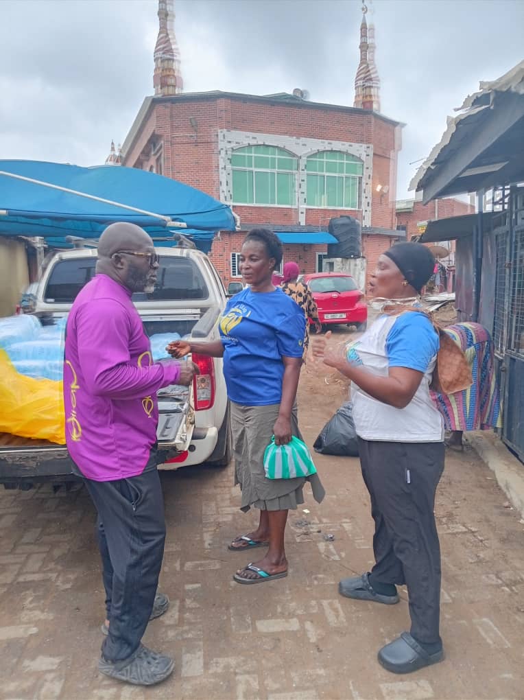 Relief supplies handed out during the Alajo flood response